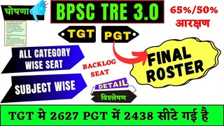 PGT का final roster हुआ जारी 📍pgt roster 📍bpsc tre 3 pgt roster जारी subject wise