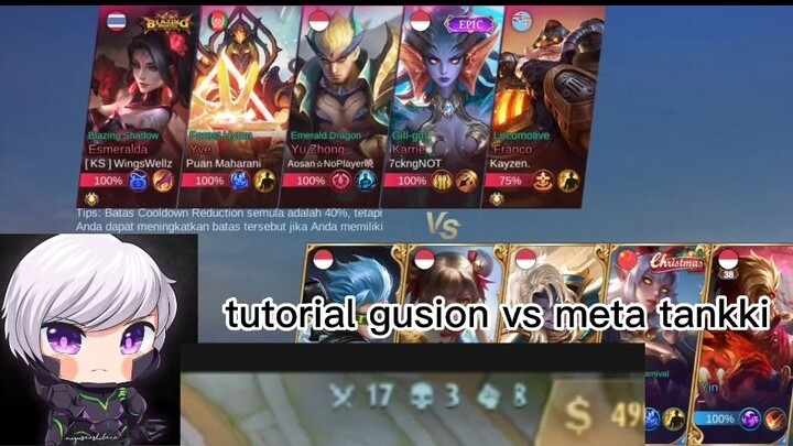 tutorial gusion vs meta tank/tebel