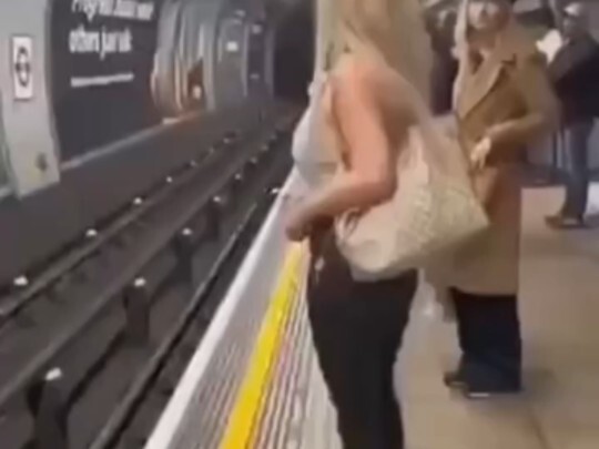 A passenger with two big melons on their chest