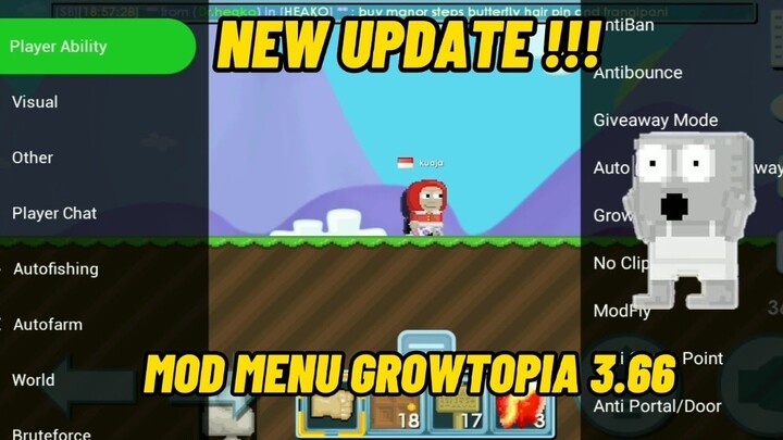 [NEW UPDATE] MOD MENU GROWTOPIA 3.66 ANDROID OR PC,NEW FITUR,AUTO FARM,MULTIBOT, 100% WORK