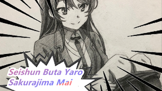 [Seishun Buta Yaro] Lukisan Pensil | Sakurajima Mai Melepaskan Stokingnya