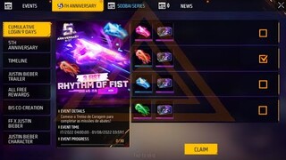 5th anniversary fist🔥🤯amazing event free 4 fist 4 boxes🎁🆓Freefire today Login Rewards