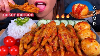 EATING SPICY CHICKEN FEET EGGS RICE *CEKER MERCON PEDAS TELUR NASI ASMR 먹방 Real Sounds