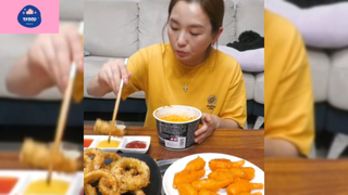 Mukbang mì cay và hành tây chiên xù #anngon