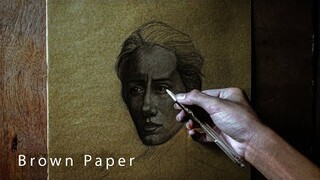 Portrait Drawing on a BROWN paper | JK Art