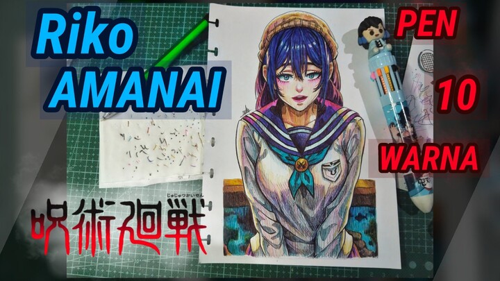 menggambar riko amanai menggunakan pen 10 warna dengan mudah, drawing riko amanai using pen 10 color