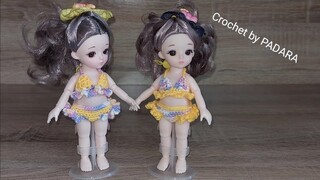 EP.20 โครเชต์ชุดตุ๊กตา-ชุดบิกินี่ตุ๊กตาขนาดเล็ก(Bikini set for 16 cm doll)