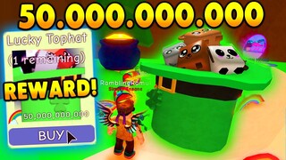 😱Claiming the 50 Billion Reward Pet Lucky Tophat in Roblox Bubble Gum Simulator