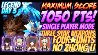 7050 DAY 3 - Legend of the Vagabond MAXIMUM SCORE, No Zhongli, Only 4 Stars