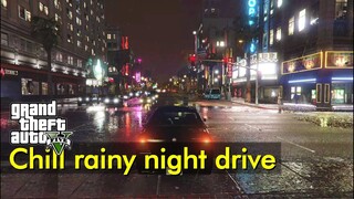 Chill Rainy Night Drive - Casino to Del Perro | Just Driving | GTA V