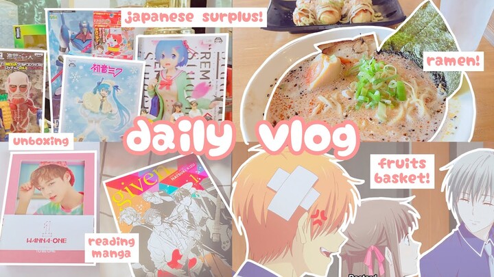 daily vlog 🍜 : japanese surplus shopping, reading manga, unboxing kpop album, & watching anime!