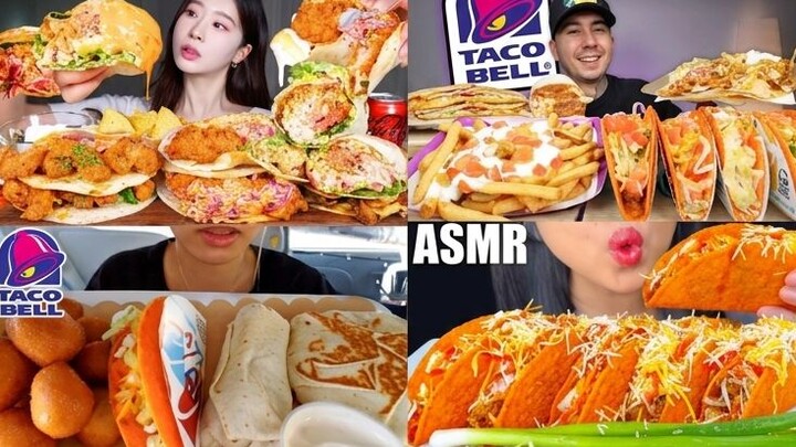 TACO BELL ASMR MUKBANG COMPILATION | CRUNCHWRAP SUPREME, BURRITOS & CRUNCHY TACOS | NO TALKING ASMR