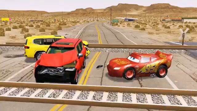 Flatbed Truck Mcqueen _ Transportation with Truck - Pothole vs Car _457 - BeamN