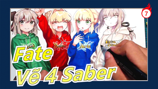 [Fate] Vẽ 4 cô vợ Saber một lúc (Bút chì màu/bút marker)_7