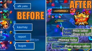 BEFORE AND AFTER | SABER PRANK GAMEPLAY | B o d a k - Mobile Legends Bang Bang