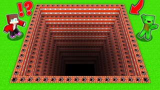 JJ and Mikey Found a The BIGGEST TNT PIT vs SECURITY HOUSE in Minecraft Maizen!