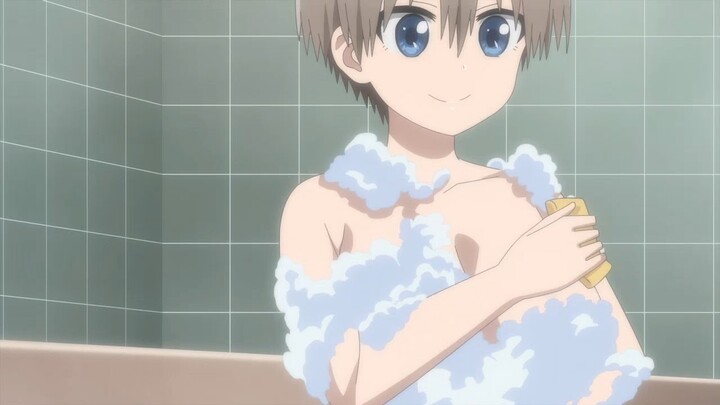 Hana was taking a shower when Shinichi turned off the light making her angry Ep10 Uzaki-chan