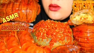 ASMR BAKSO SEAFOOD MOZZARELLA SUPER PEDAS|| LOBSTER ,UDANG, KEPITING|| INDOMIE SOTO KUAH PEDAS