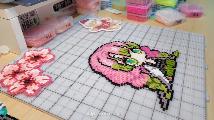 Kanroji Mitsuri — Bead Art by 🍠BunnyQueen | Pattern by 🍠Nian Nian’s Bead Diary