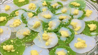 BÁNH BÈO LÁ DỨA- Món bánh quê dân dã được làm từ bột gạo- Steamed pandan leaf cake