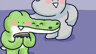 [Little Spear Zoo] The little crocodile eats melon seeds, which is really hard to eat.