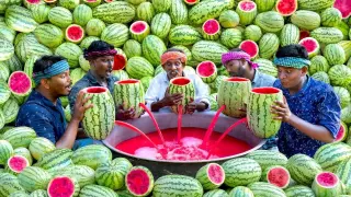 WATERMELON JUICE - Farm Fresh Fruit Juice Making - Watermelon Craft - Watermelon
