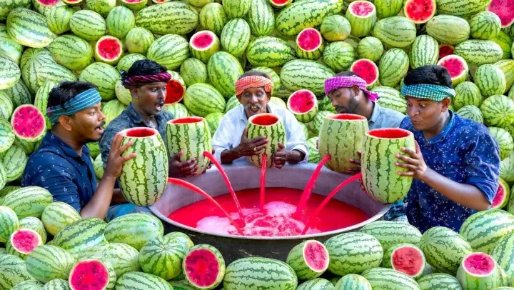 WATERMELON JUICE - Farm Fresh Fruit Juice Making - Watermelon Craft - Watermelon