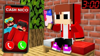 WHY Scary CASH and NICO Called JJ and Mikey at 3:00 AM in Minecraft? (Maizen Mizen Mazien)