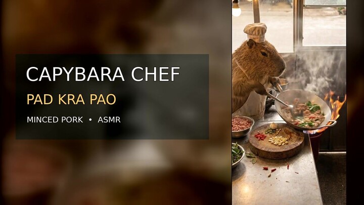 Capybara Cooks Thai Basil Pork ASMR｜คาปิบาร่าผัดกะเพรา｜水豚做泰式打抛猪肉