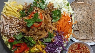cách làm gỏi đải tiệt. gỏi thập cẩm khoai môn.