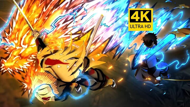 [4K Ultra HD] Zenitsu vs. Kaigaku: The Battle of the Lightning Breathing Heirs — Zenitsu Unleashes L