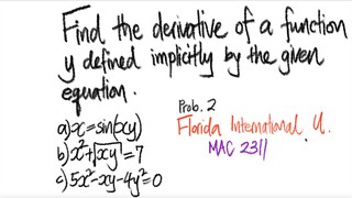 Florida International U: Find derivatives ...defined implicitly ... (a)-(c)