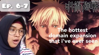 Gojo' s Domain Expansion be like...😳 || Reaction to Jujutsu Kaisen episode 6-7 ||