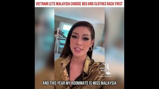 Khánh Vân cho Hoa Hậu Malaysia chọn giường và giá treo đồ, được khen thân thiện