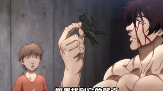 Anime: Baki uses Mantis Fist in battle, realizes a new realm of martial arts, and finally defeats th