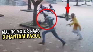 JANGAN SAMPAI LEPAS !! Maling Apes Di Hantam Pacul oleh Pemilik Motor