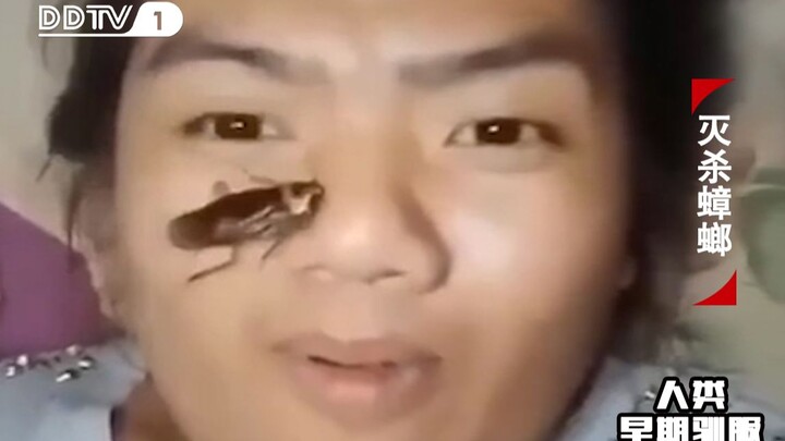 Precious footage of humans killing cockroaches in the early days