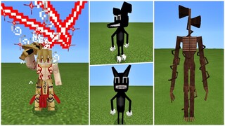 Gilgamesh vs. Cartoon Cat, Cartoon Dog, Siren Head in Minecraft | Trevor Henderson's Creatures Addon