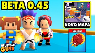 NOVO BETA 0.45 + NOVO MAPA HOUR RUSH + NOVO EMOTE ESPECIAL + NOVAS SKINS | Stumble Guys