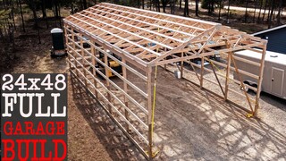 8 min Timelapse | Building A Post Frame Garage | Full Time-Lapse Polebarn Construction