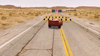 Flatbed Truck Mcqueen  _ Transportation with Truck - Pothole vs Car _476 - BeamN