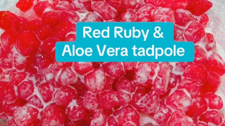 #Red Ruby &Aloe Vera tadpole#红宝石和芦荟蝌蚪 😋 yummy