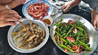 ''Bữa Cơm Trên Ghe'' Cá Hấp Cơm, Rau Muống Xào Tôm | Ngư Dân Miền Tây