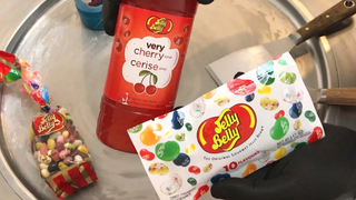 ไอศกรีมโรล Jelly Belly - เรียนทำไอศกรีม Jelly Belly Beans 2 สี DIY ASMR