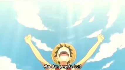 Momen awal perjalanan Luffy menjadi raja bajak laut