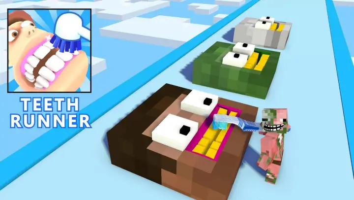 Monster School : TEETH RUNNER CHALLENGE - Minecraft Animation