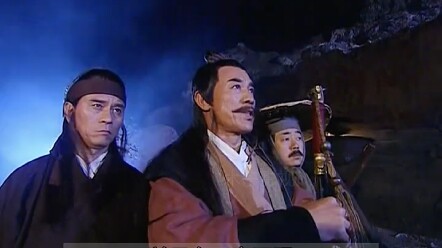 Three brothers push their master to the bottom of the lake over a single box.