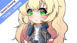 " chibi blonde " anime digital spee drawing clip studio paint