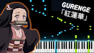 [FULL] Demon Slayer: Kimetsu no Yaiba OP - "Gurenge" - LiSA (Synthesia Piano Tutorial)