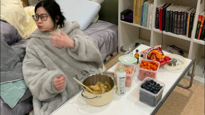 Have we really reached the point of having a buffet right by the bed?